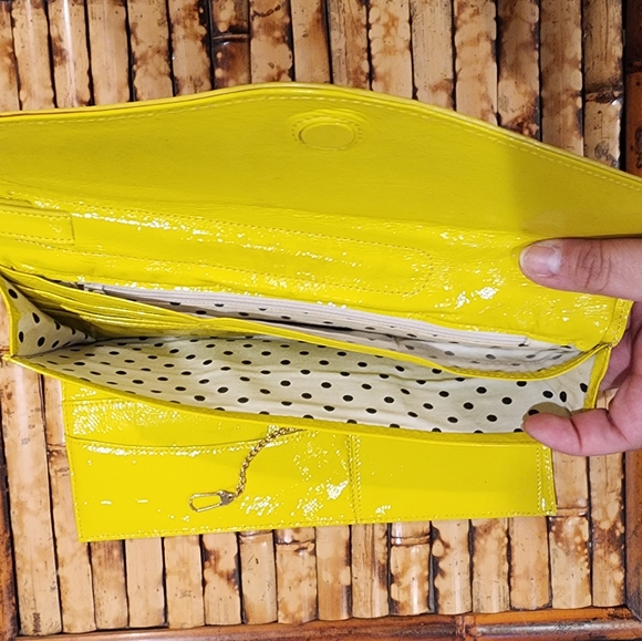 HOBO International Neon Yellow Leather Wristlet Clutch - Picture 3 of 5